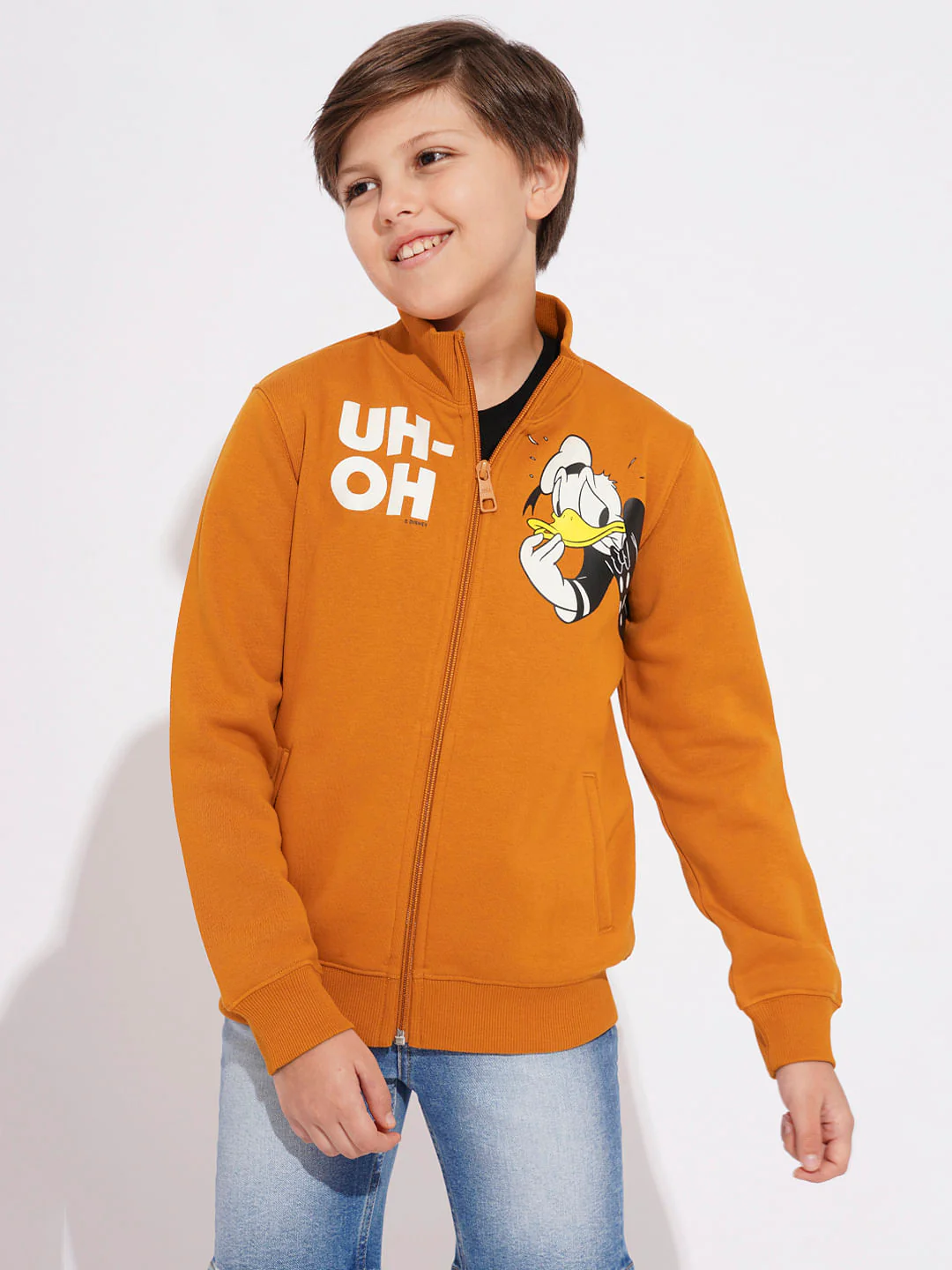 DONALD DUCK Orange High Neck Zip-Up Sweatshirt - Image 2