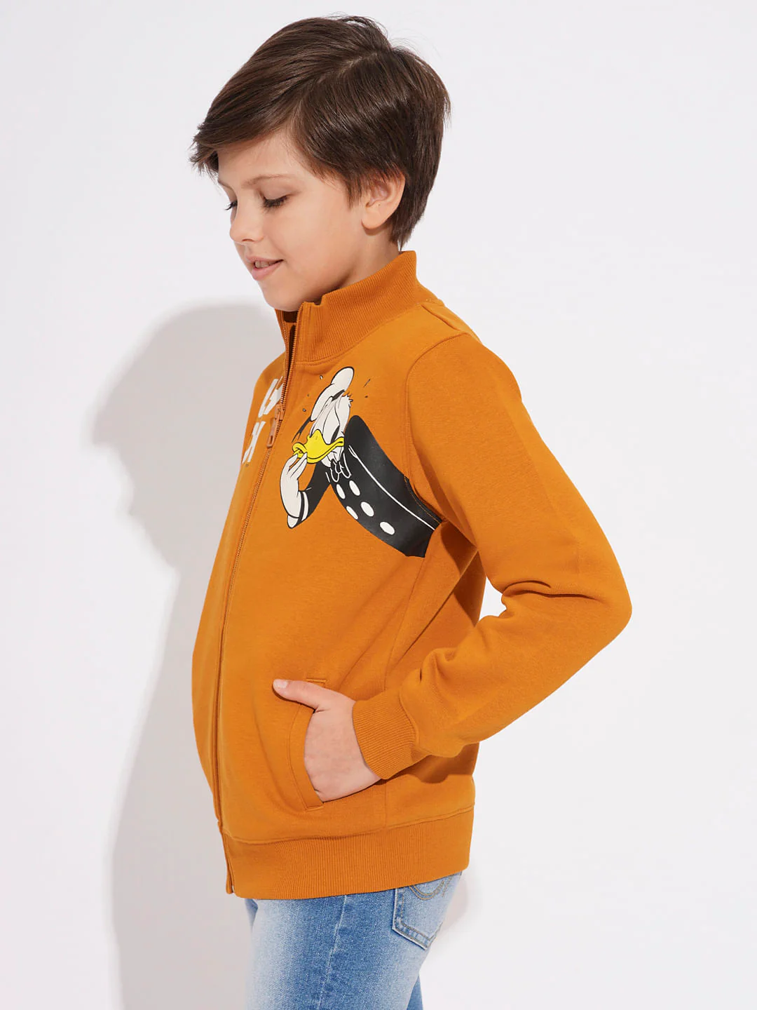 DONALD DUCK Orange High Neck Zip-Up Sweatshirt - Image 3