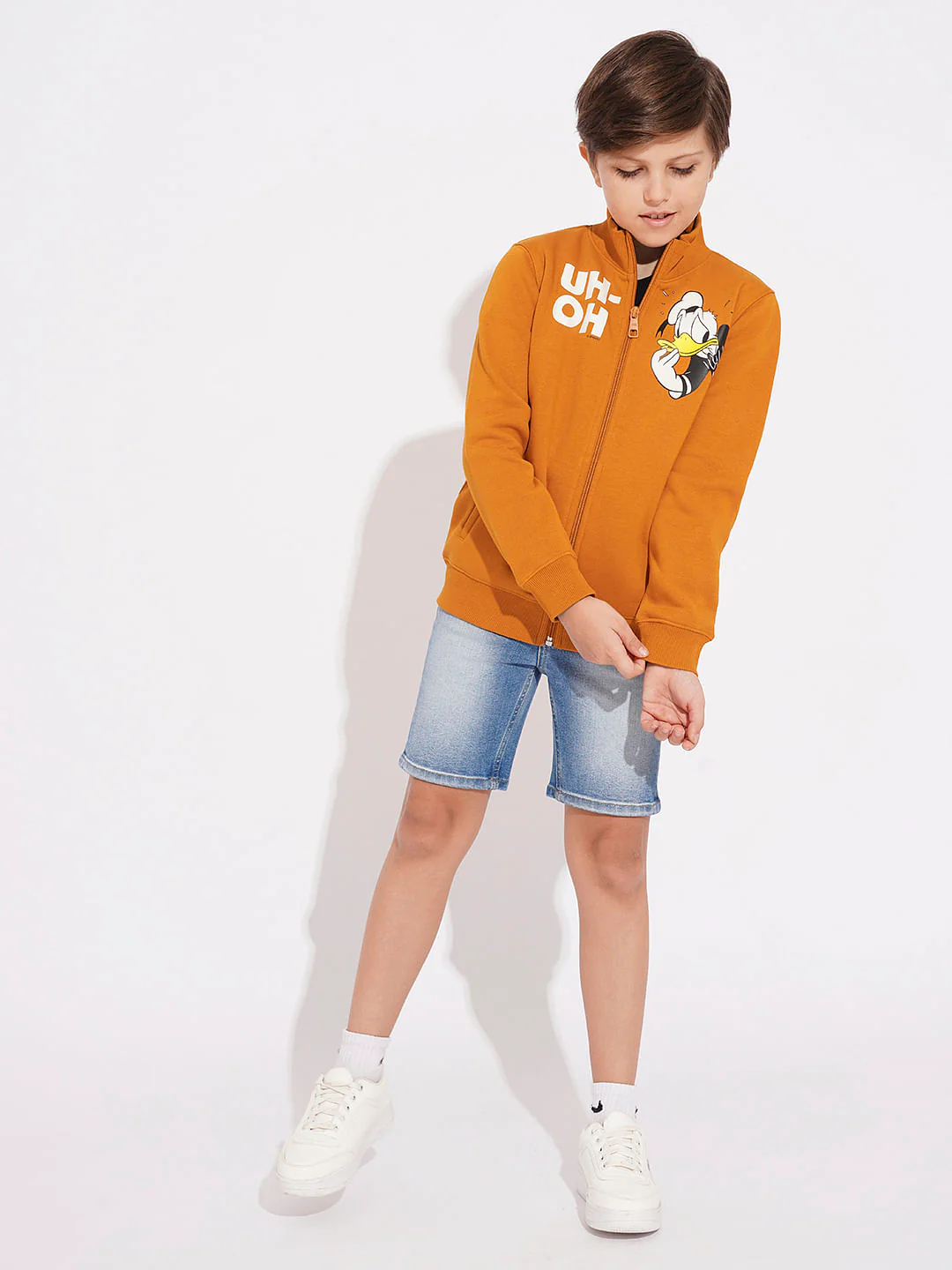 DONALD DUCK Orange High Neck Zip-Up Sweatshirt - Image 5