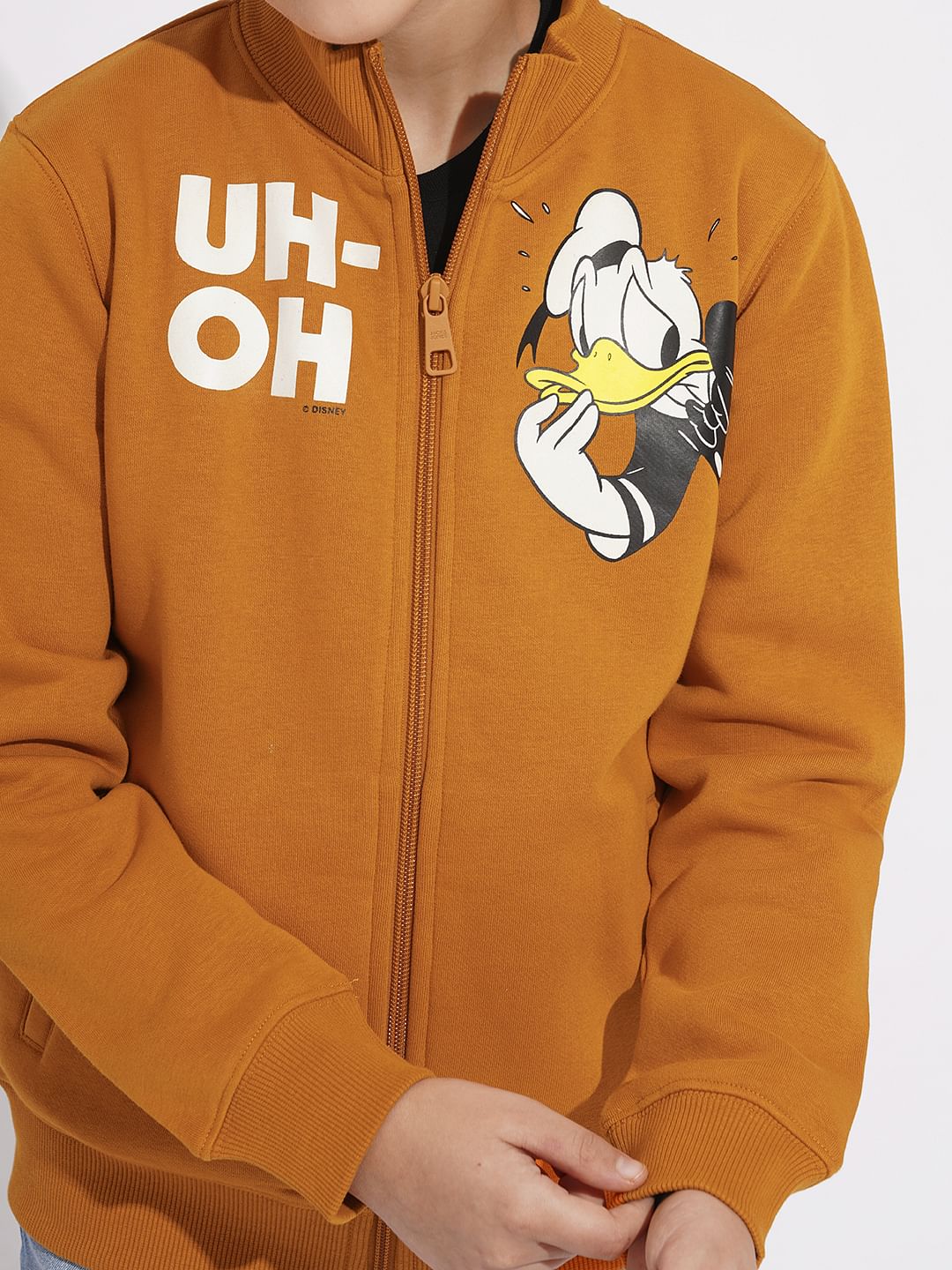 DONALD DUCK Orange High Neck Zip-Up Sweatshirt - Image 6