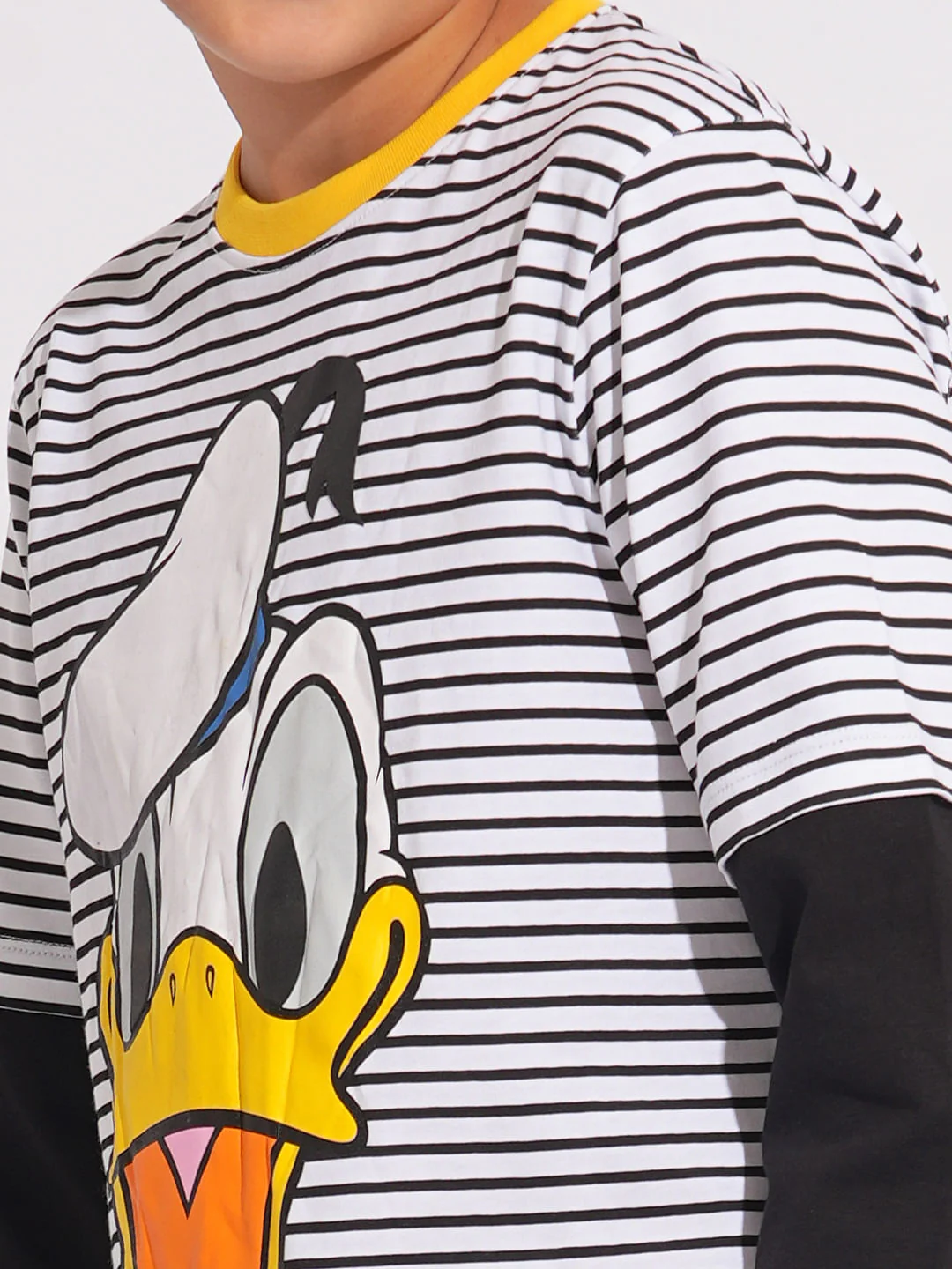 DONALD DUCK Black Striped T-shirt - Image 6