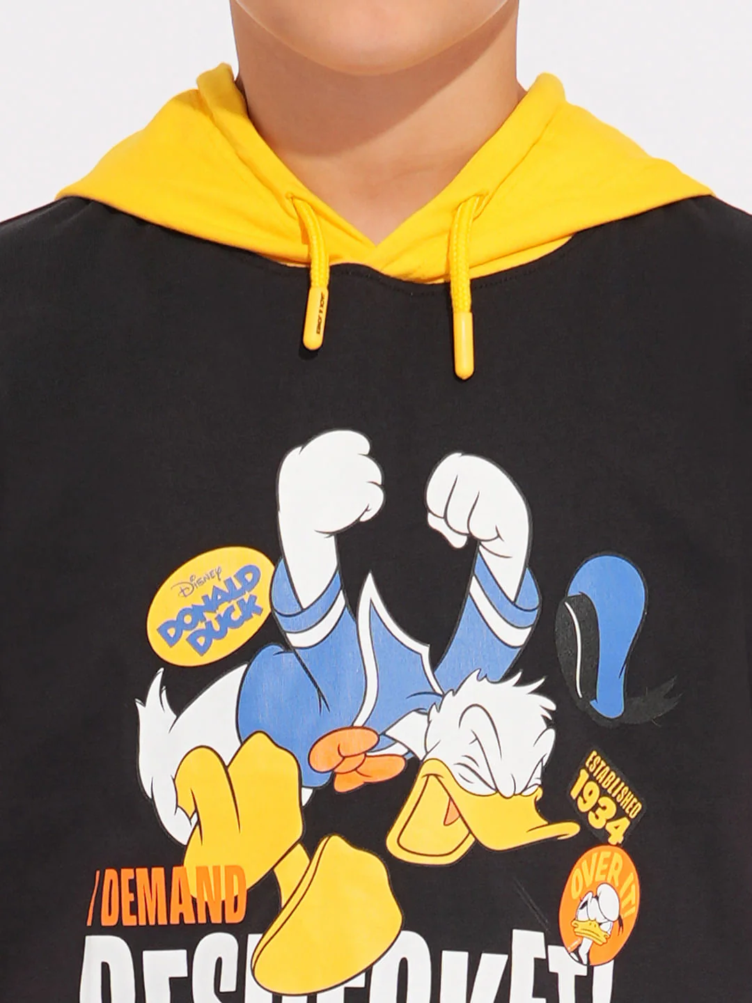 DONALD DUCK Black Printed Hooded T-shirt - Image 6