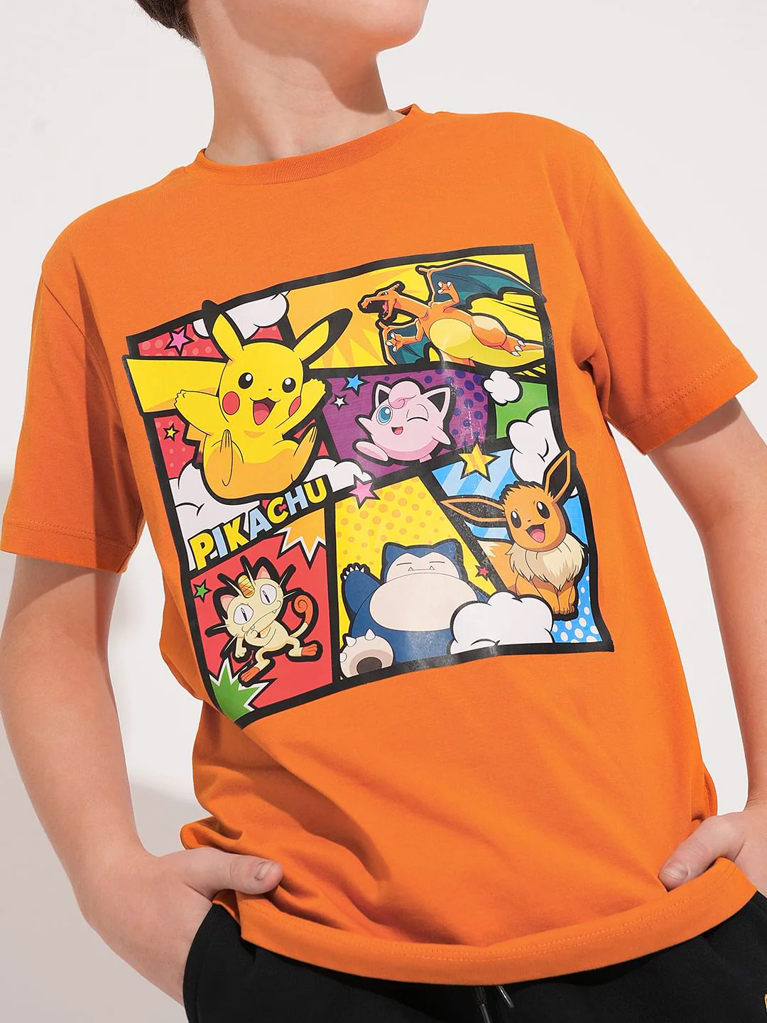 PIKACHU Orange Printed T-Shirt - Image 6