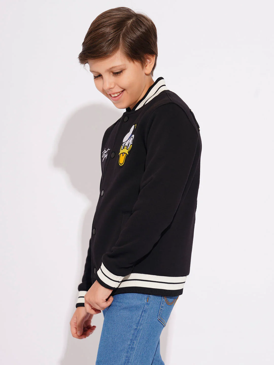 DONALD DUCK Black Printed Baseball Jacket - Image 3