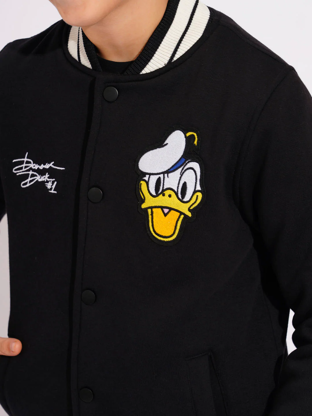 DONALD DUCK Black Printed Baseball Jacket - Image 6