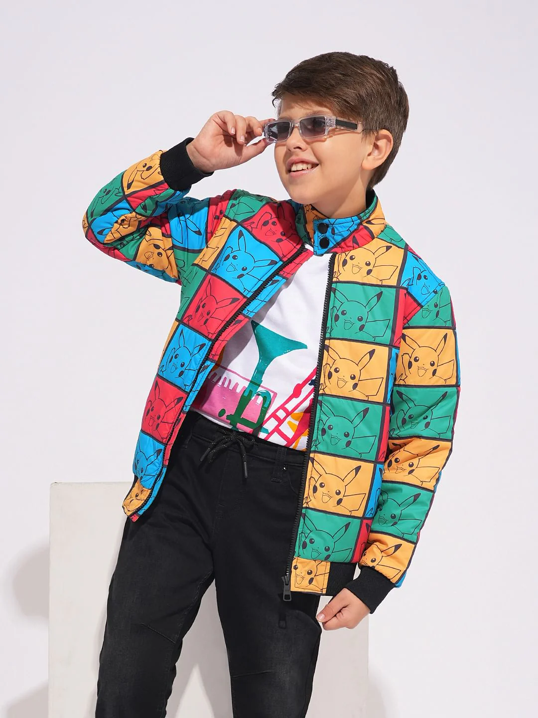 X Pokemon Multi-Colour Pikachu Bomber Jacket