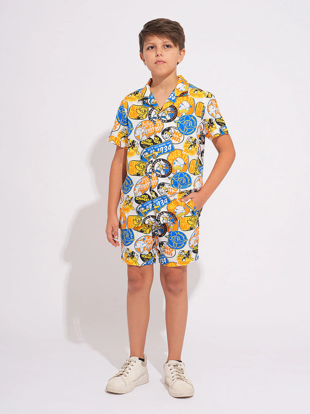 DONALD DUCK White Printed Co-ord Set Shorts - Image 5