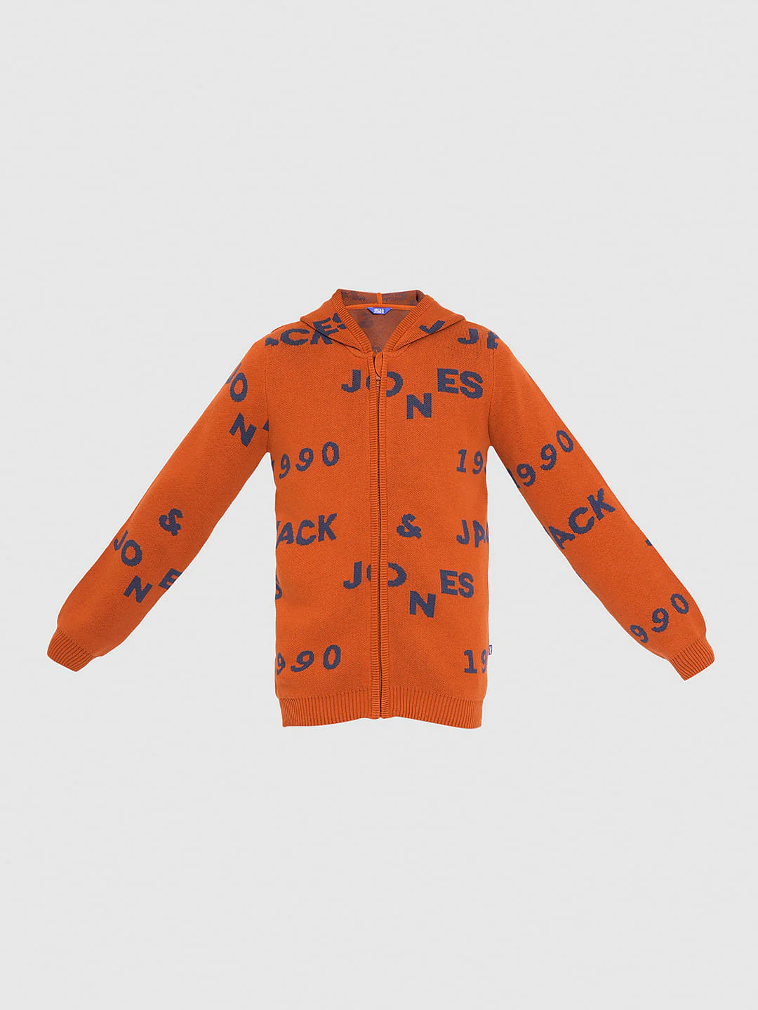 Boys Orange Knitted Hooded Sweater - Image 7