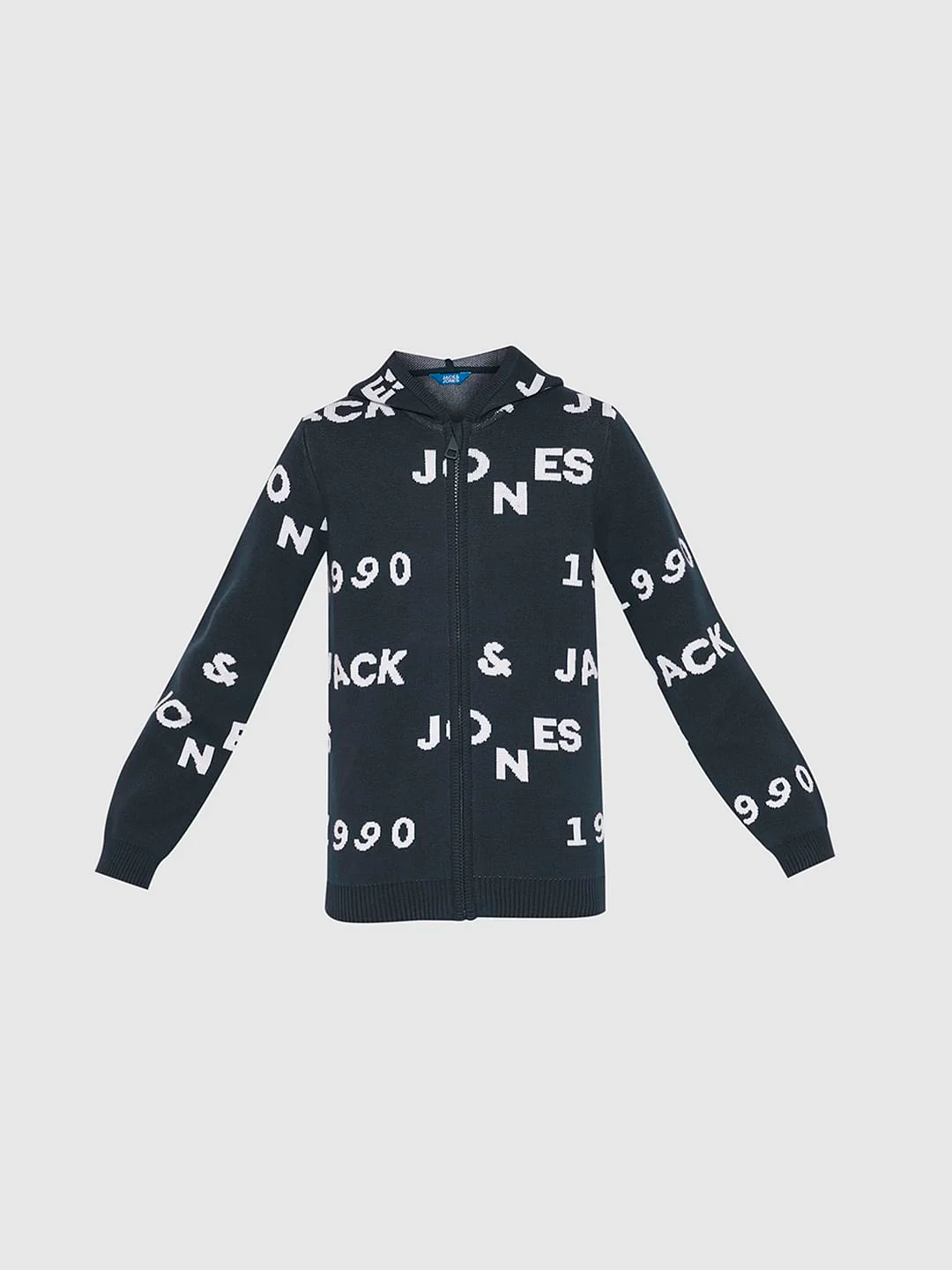 Boys Navy Blue Knitted Hooded Sweater - Image 7