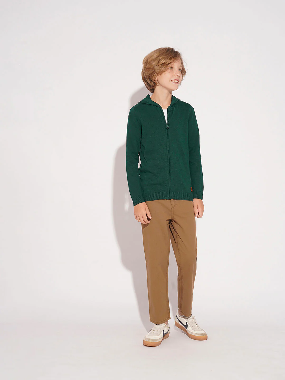Boys Dark Green Hooded Sweater - Image 5
