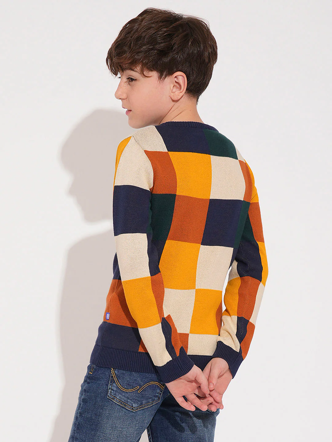 Boys Colourblocked Check Pullover - Image 4