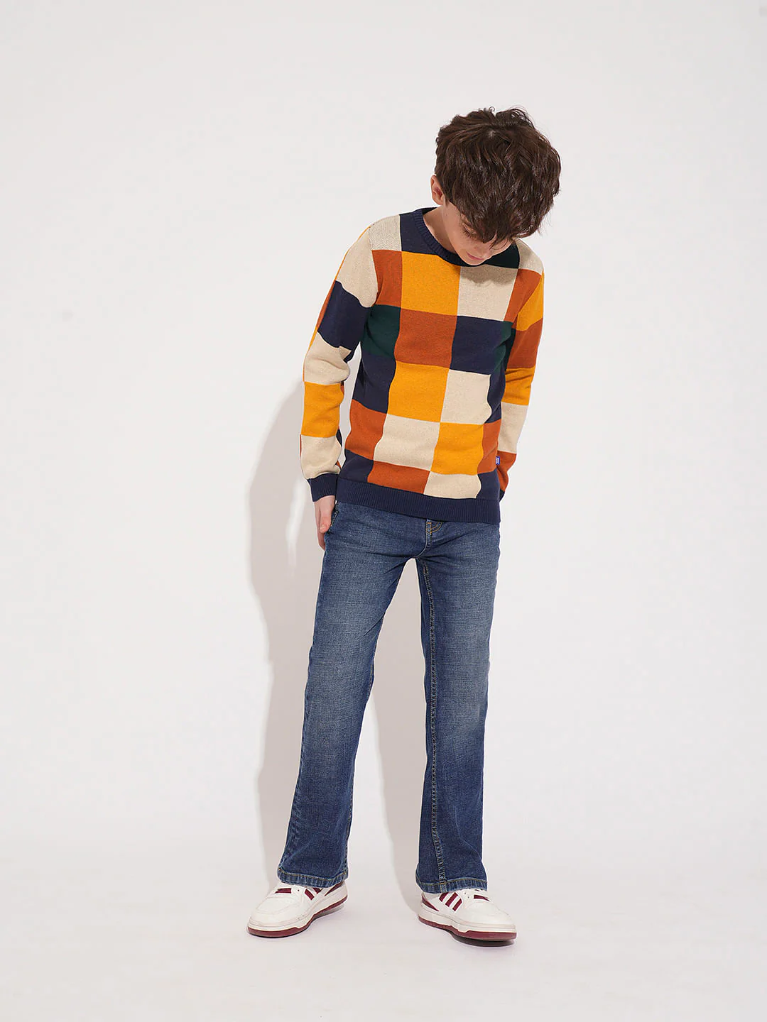 Boys Colourblocked Check Pullover - Image 5