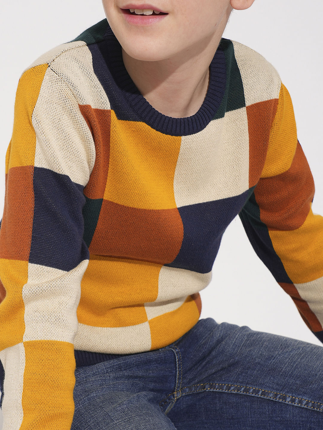 Boys Colourblocked Check Pullover - Image 6