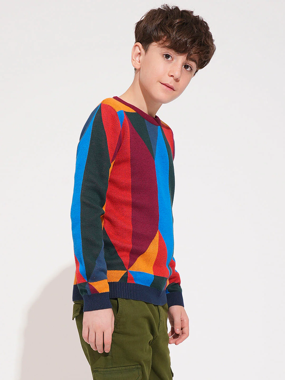 Boys Colourblocked Abstract Print Pullover - Image 3