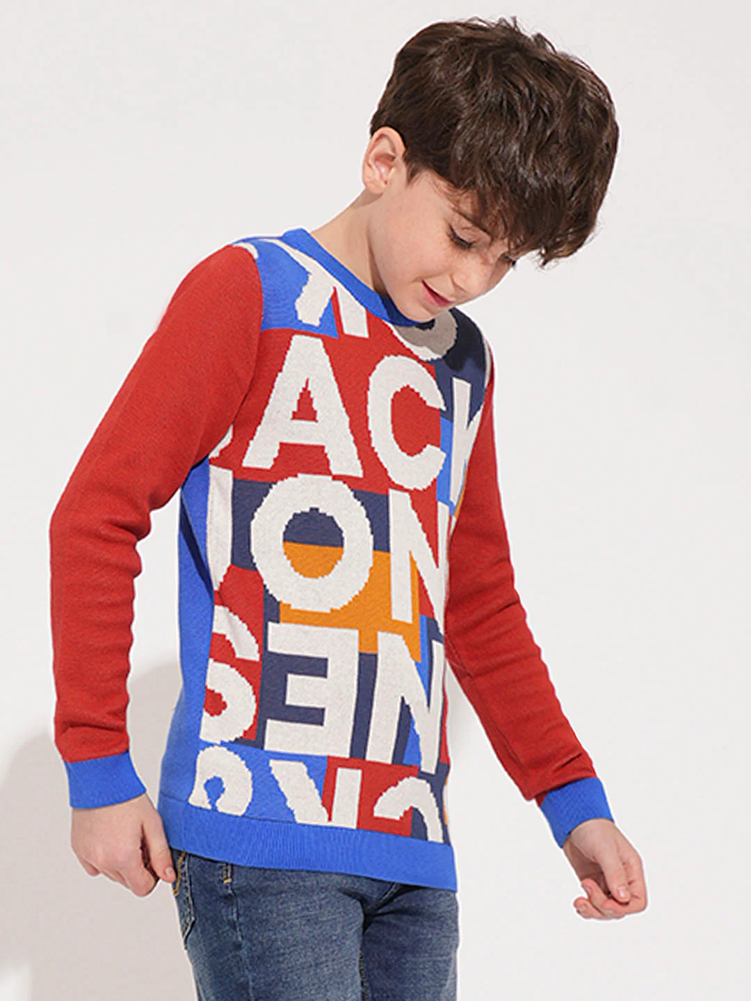 Boys Red Logo Print Pullover - Image 3