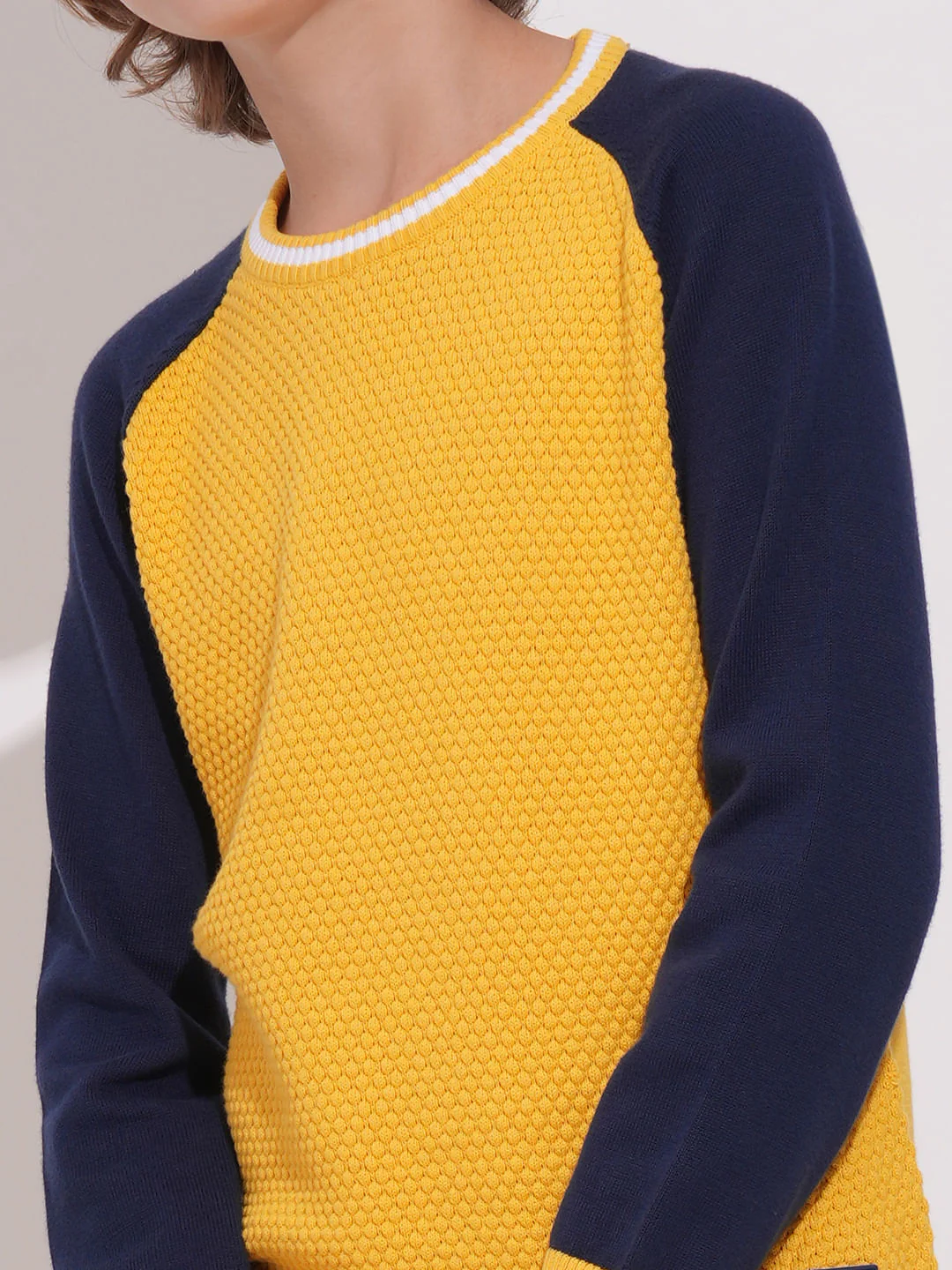 Boys Yellow Knitted Colourblocked Sweater - Image 6