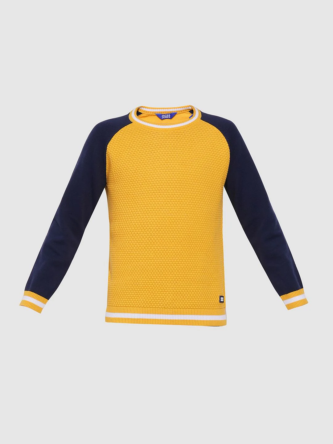 Boys Yellow Knitted Colourblocked Sweater - Image 7
