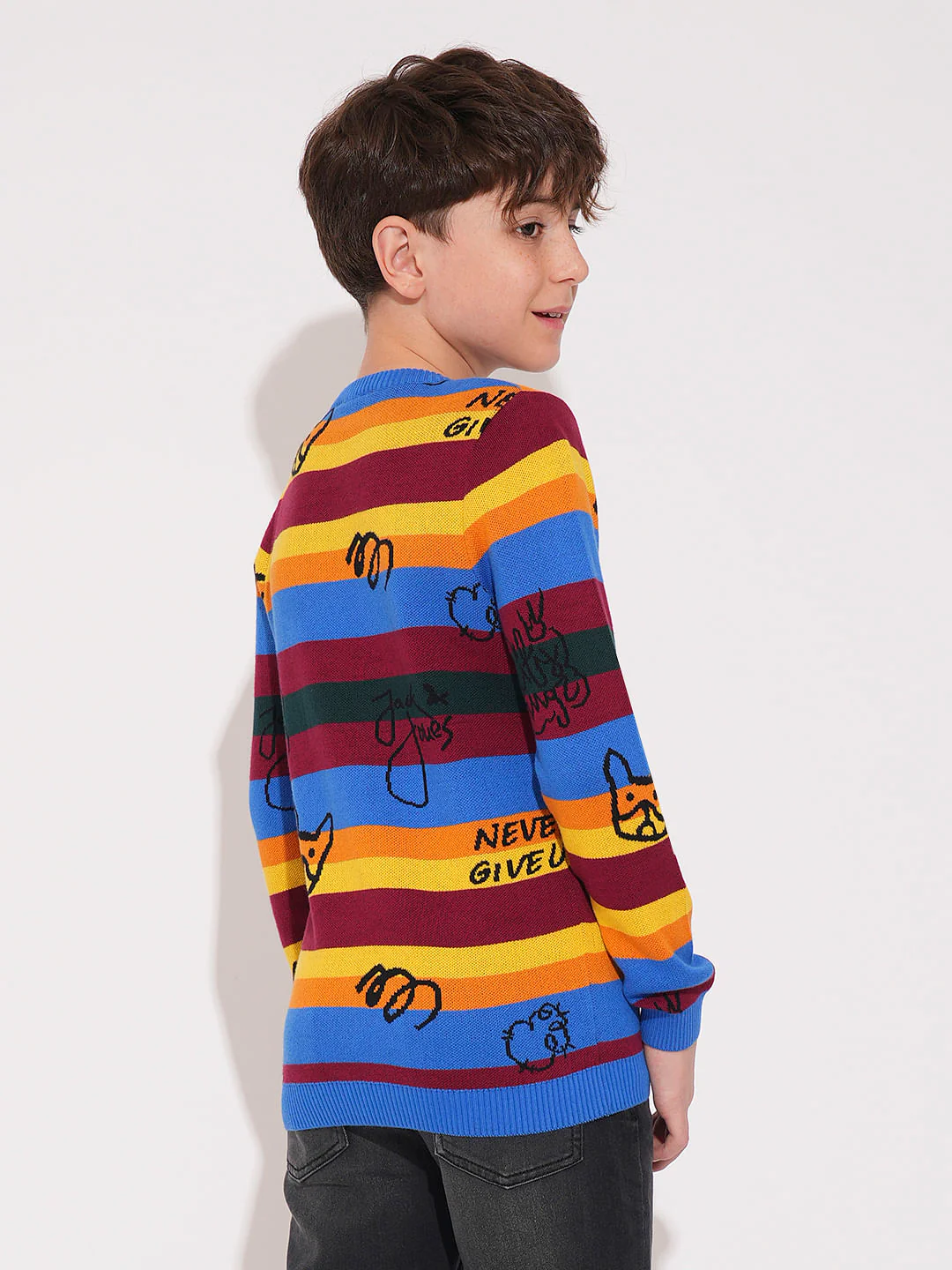 Multi-Colour Striped Knitted Sweater - Image 4