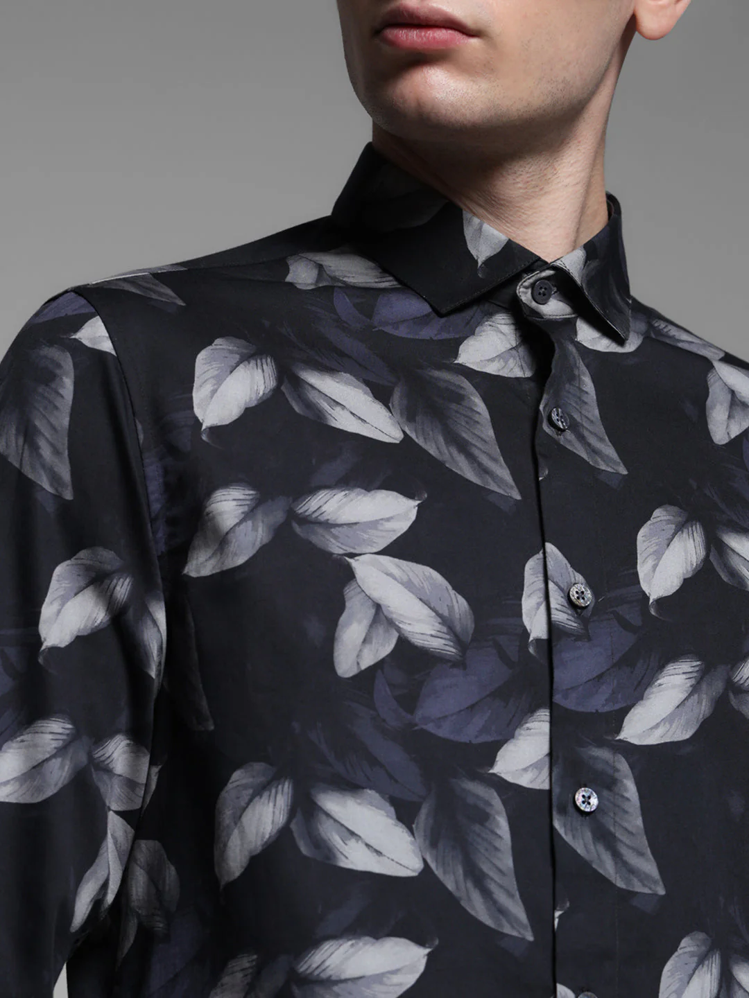Cotton Leaf Printed Slim Fit Shirt - Image 5