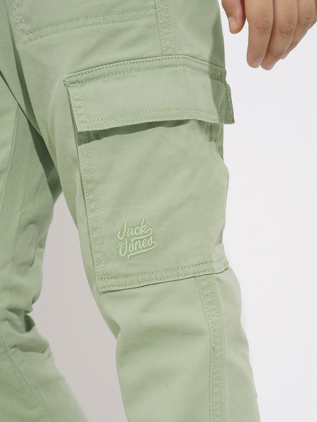 Boys Sage Green Mid Rise Casual Pants - Image 6