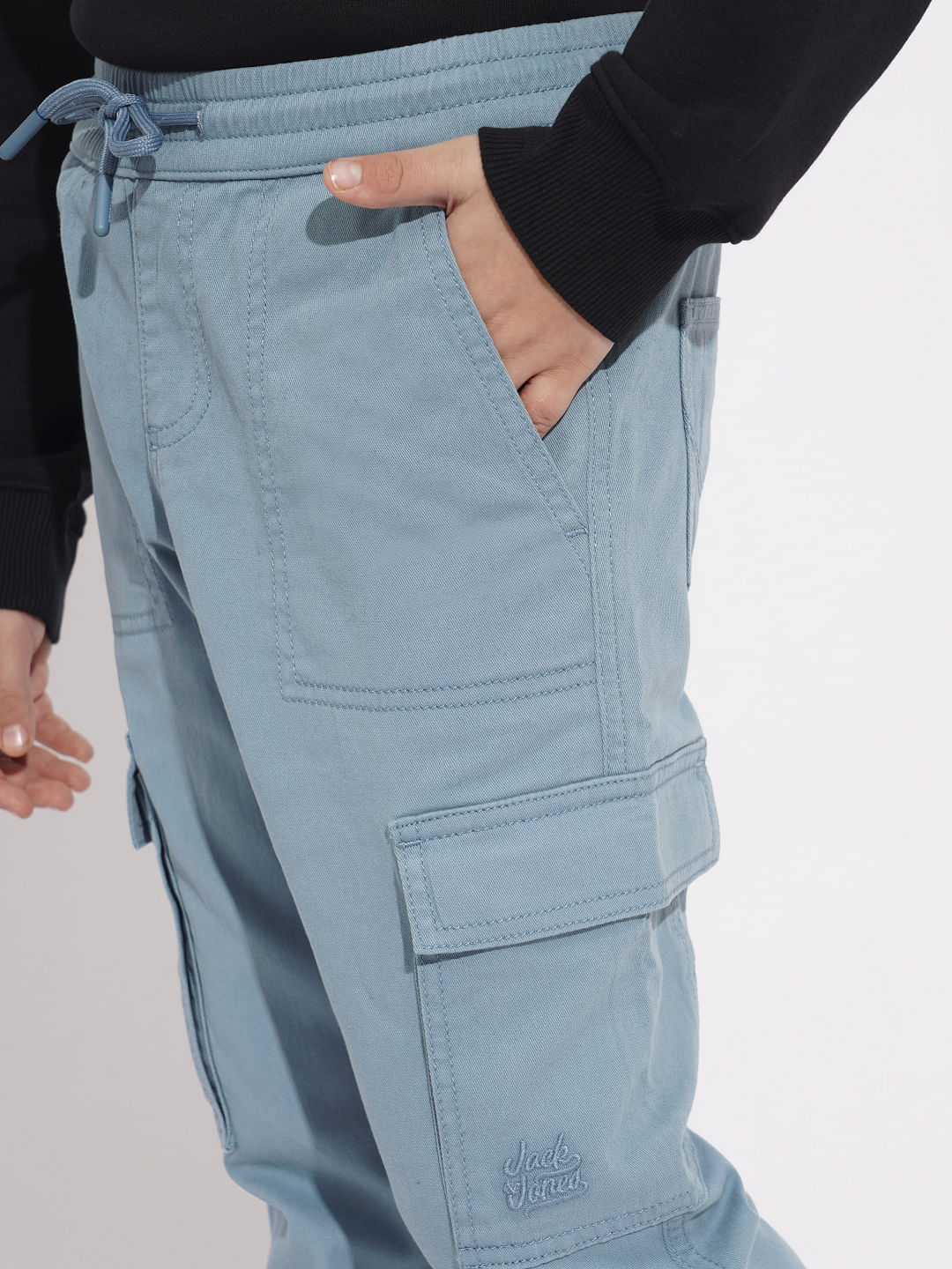 Boys Blue Mid Rise Casual Pants - Image 6