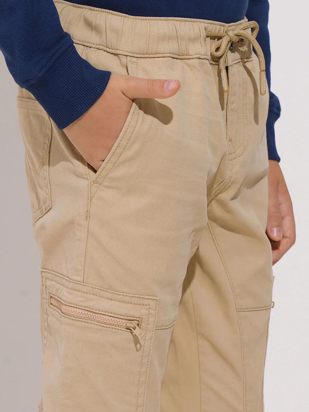Boys Khaki Cotton Cargos - Image 6