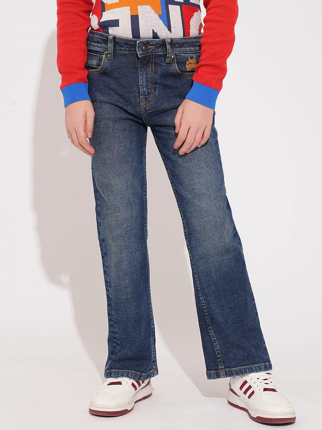 Boys Blue Mid Rise Bootcut Jeans - Image 2