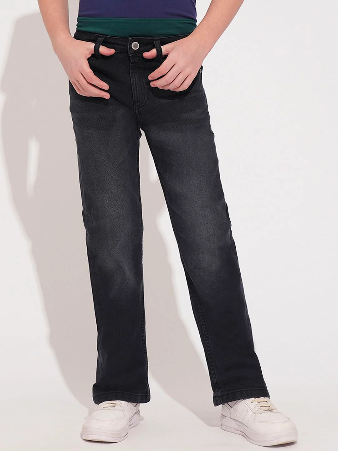 Boys Black Mid Rise Bootcut Jeans - Image 2