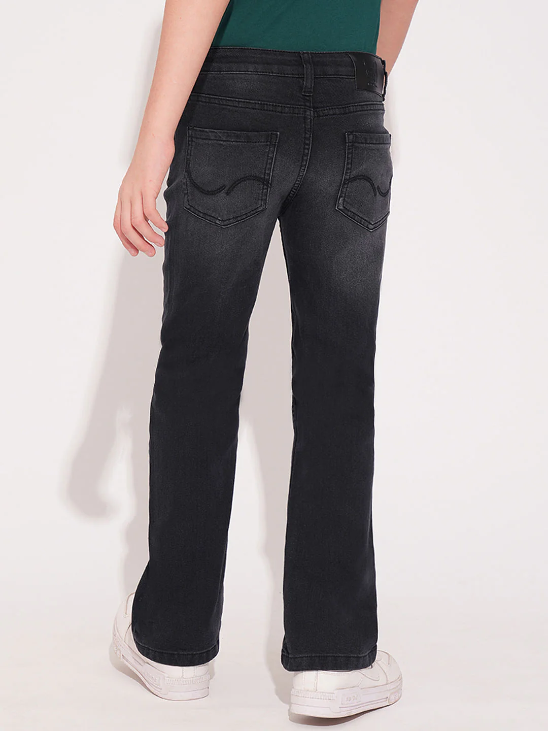 Boys Black Mid Rise Bootcut Jeans - Image 4