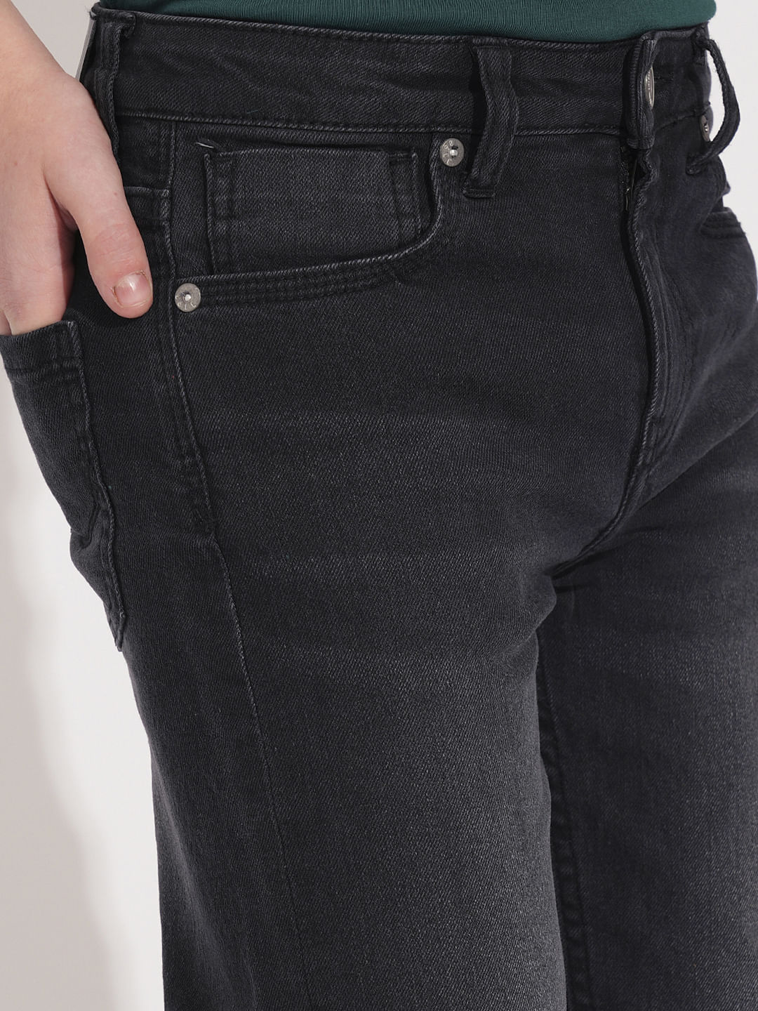 Boys Black Mid Rise Bootcut Jeans - Image 6