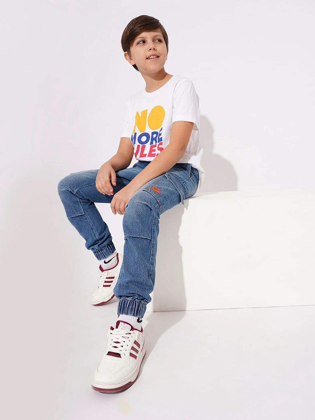 Boys Blue Cargo Denim Joggers