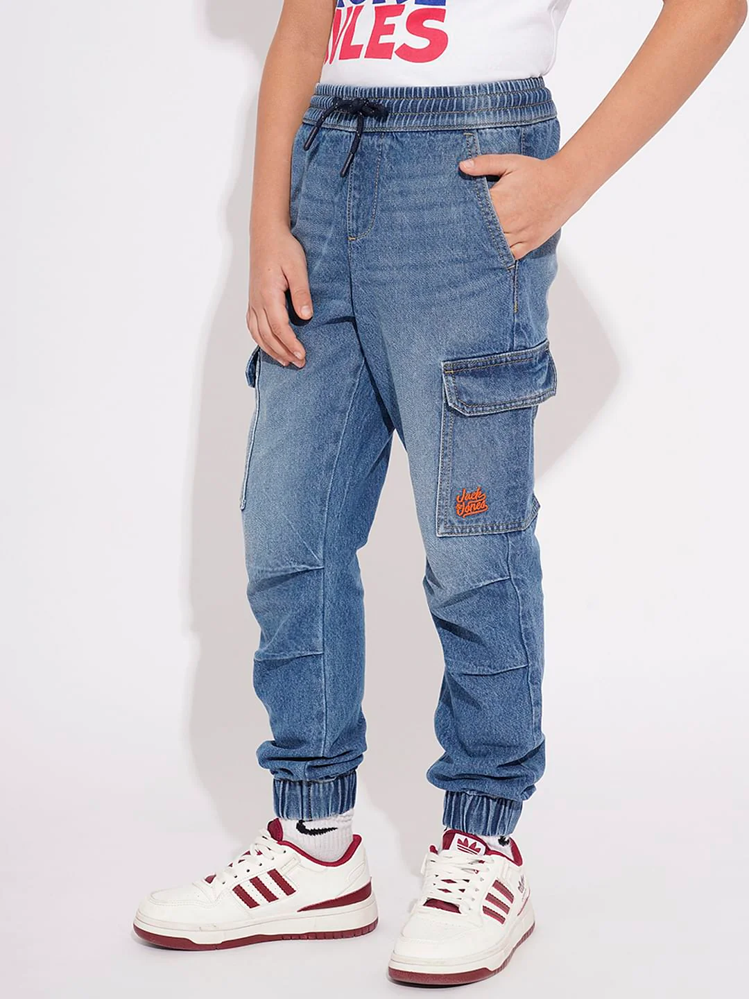 Boys Blue Cargo Denim Joggers - Image 3