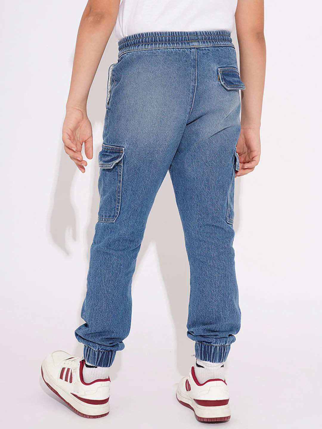 Boys Blue Cargo Denim Joggers - Image 4