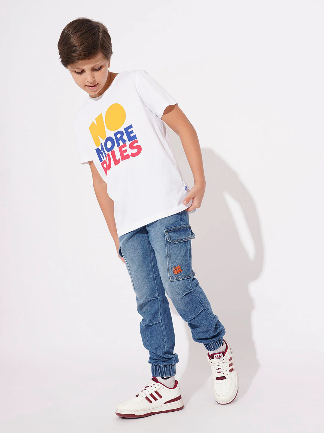 Boys Blue Cargo Denim Joggers - Image 5