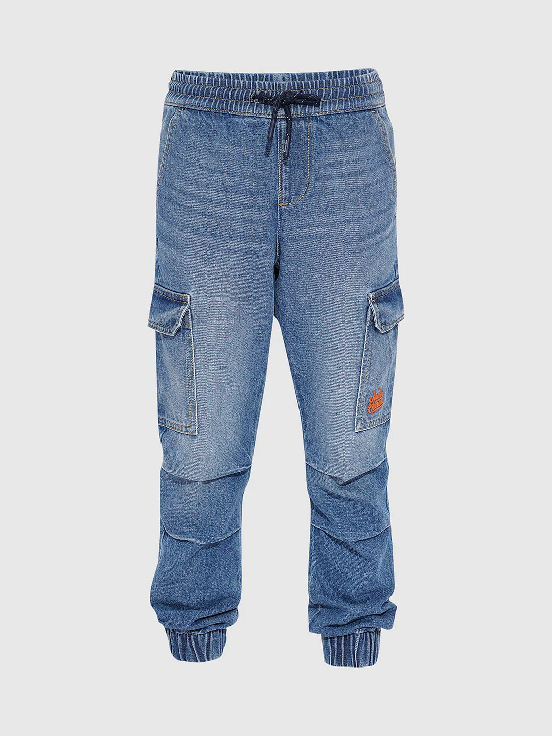 Boys Blue Cargo Denim Joggers - Image 7