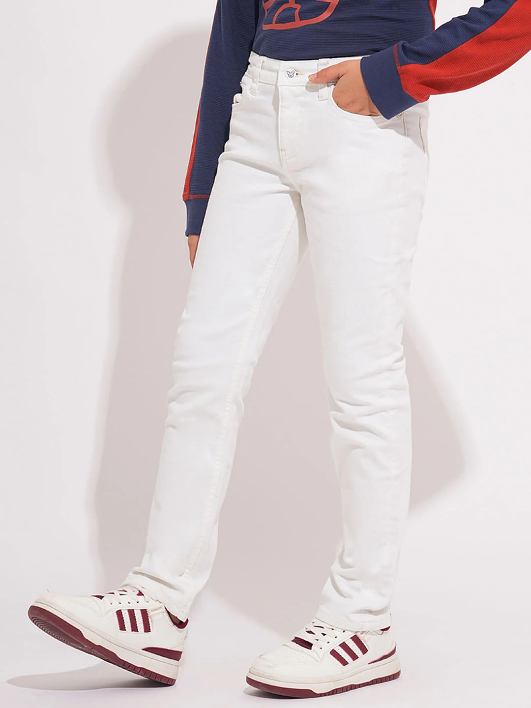 White Mid Rise Regular Fit Jeans - Image 3