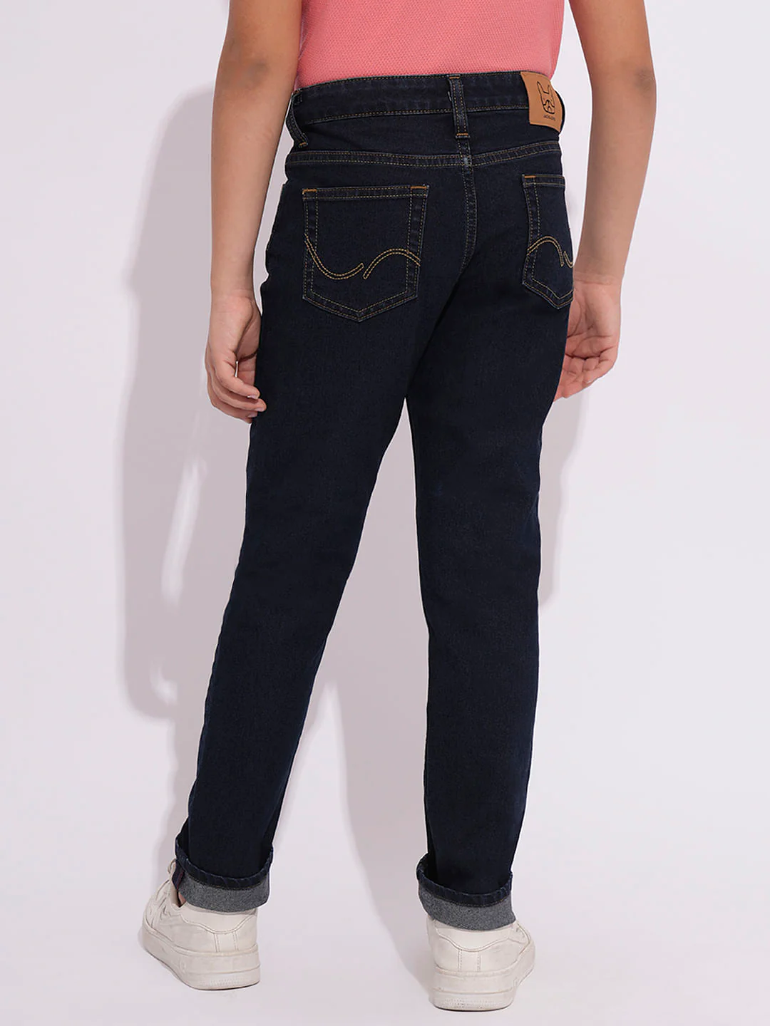 Dark Blue Mid Rise Regular Fit Jeans - Image 4