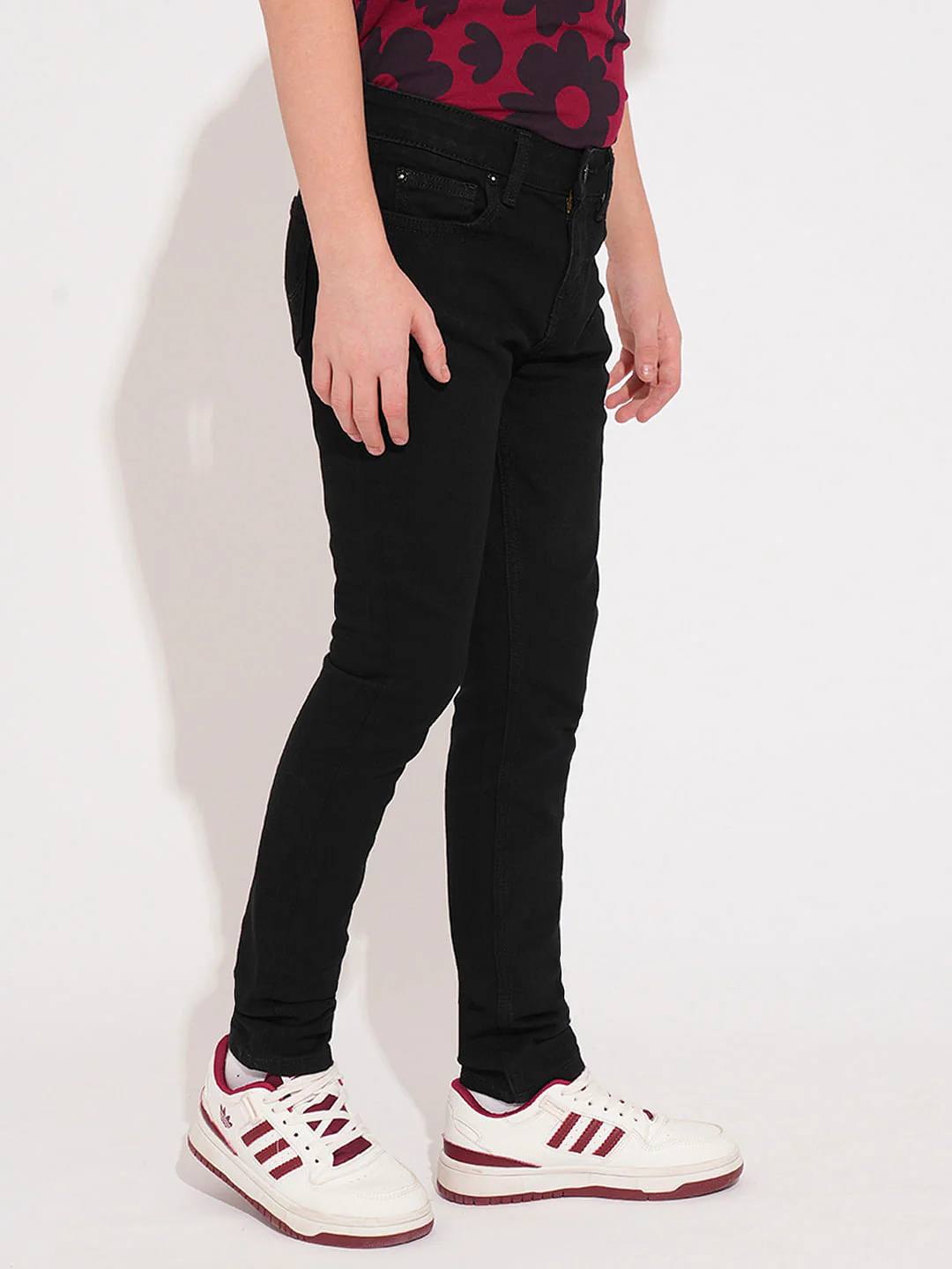 Boys Black Mid Rise Slim Fit Jeans - Image 3