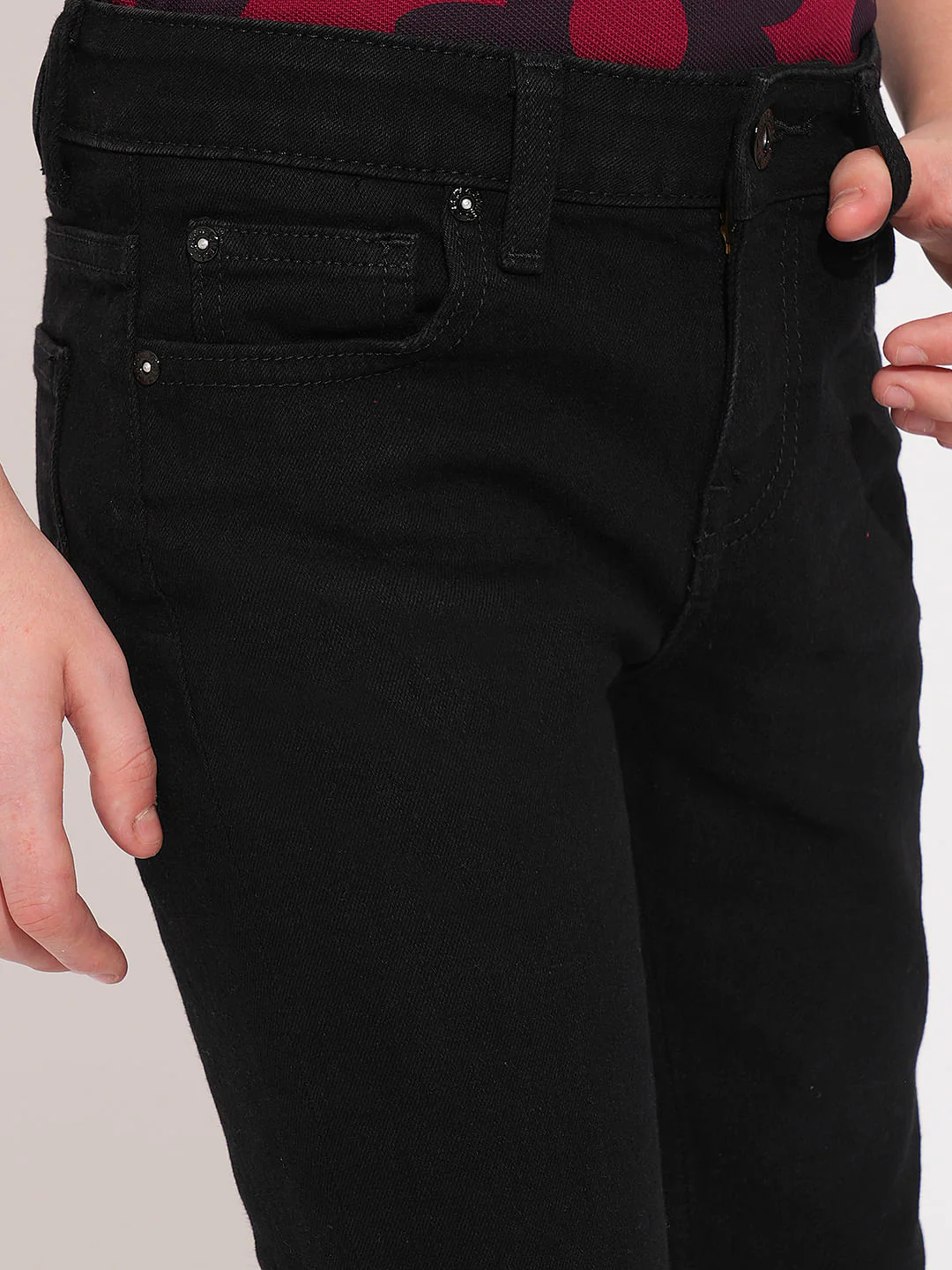 Boys Black Mid Rise Slim Fit Jeans - Image 6
