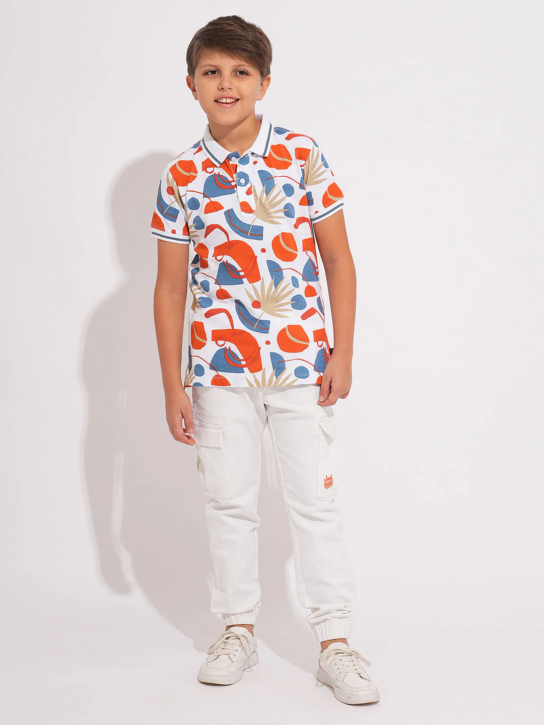 Boys White Patch Pocket Denim Joggers - Image 5