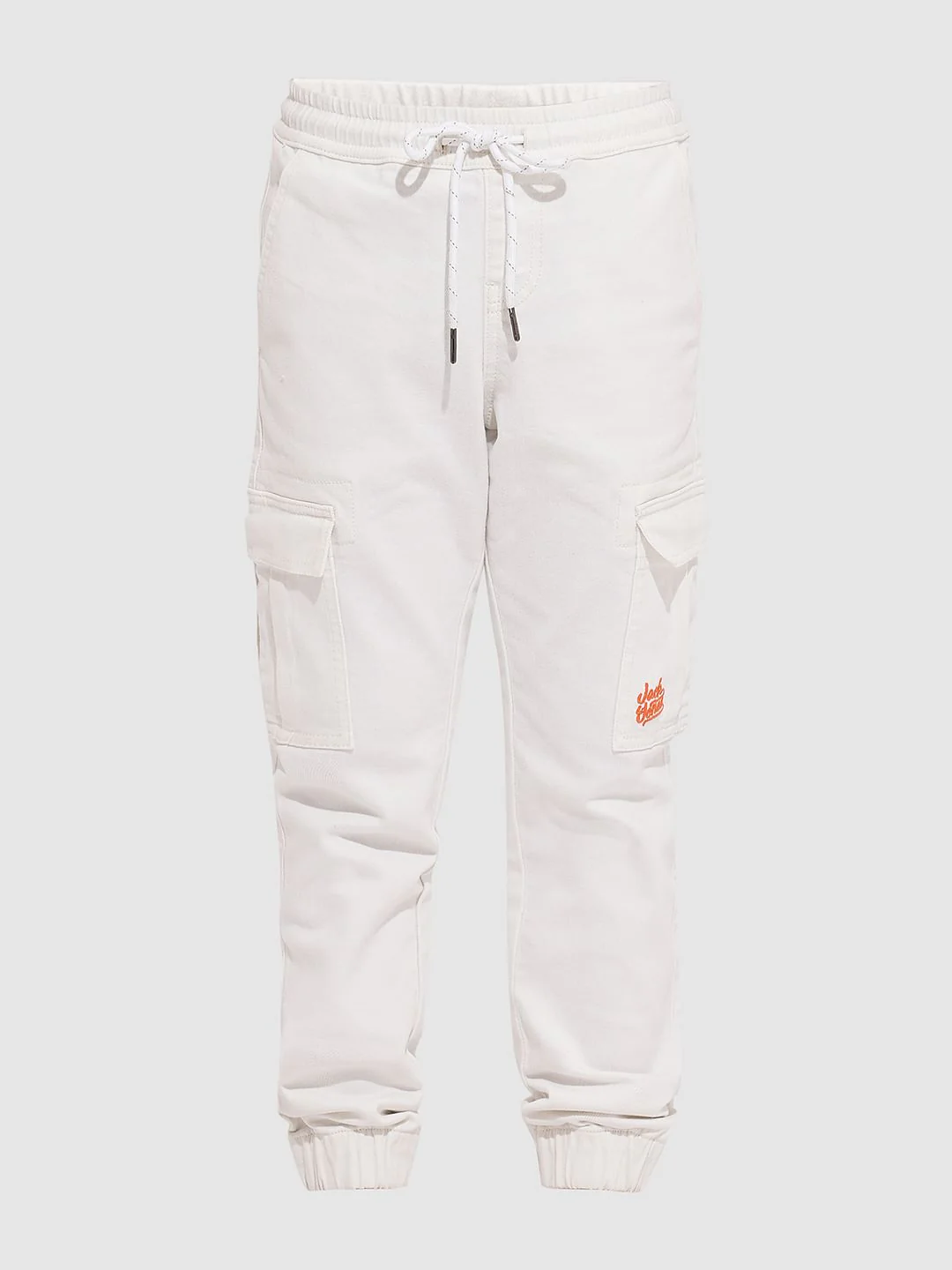 Boys White Patch Pocket Denim Joggers - Image 7