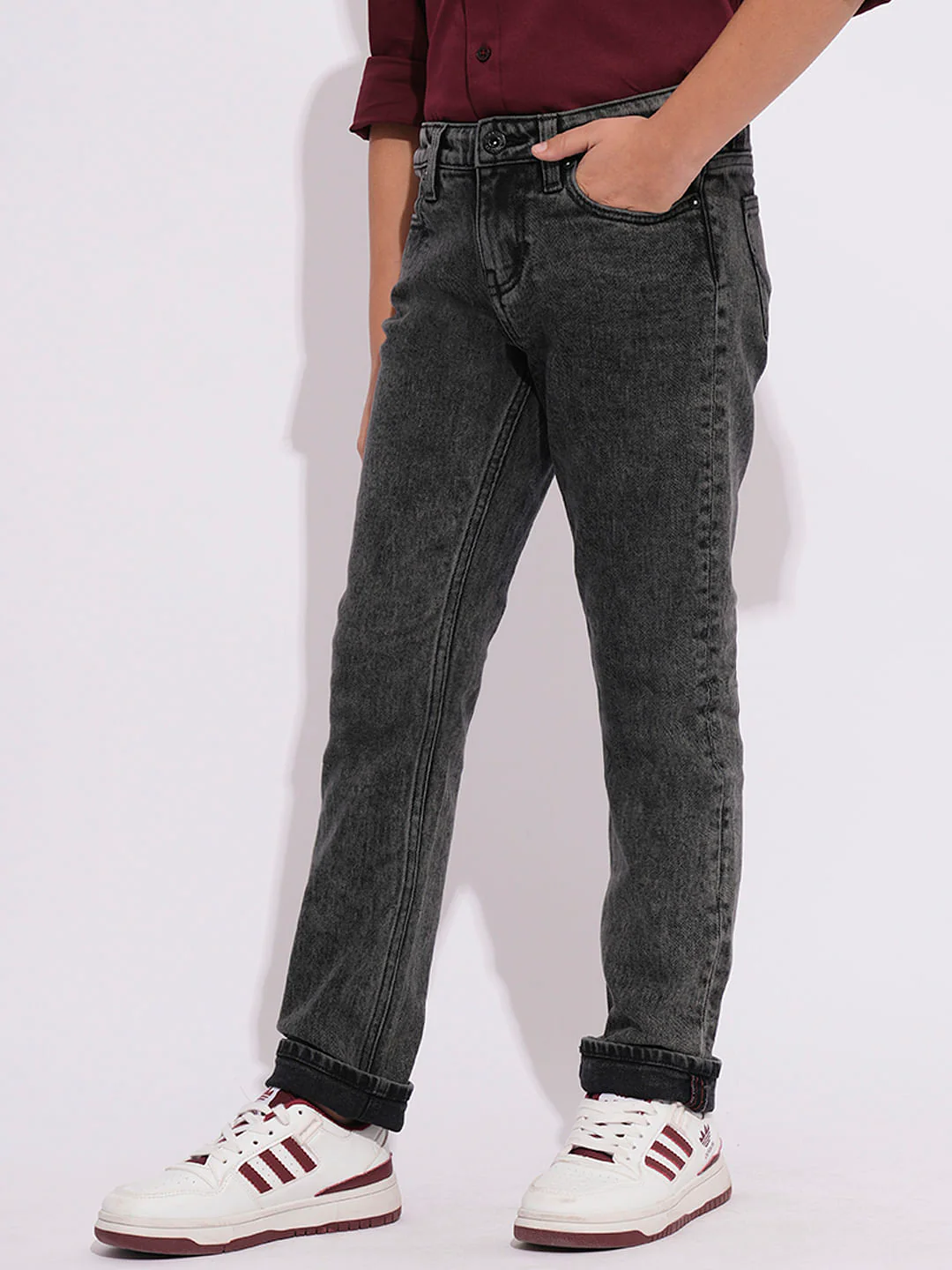 Dark Grey Washed Clark Regular Fit Jeans - Image 3