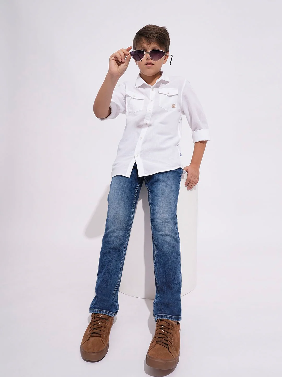 Blue Mid Rise Washed Regular Fit Jeans