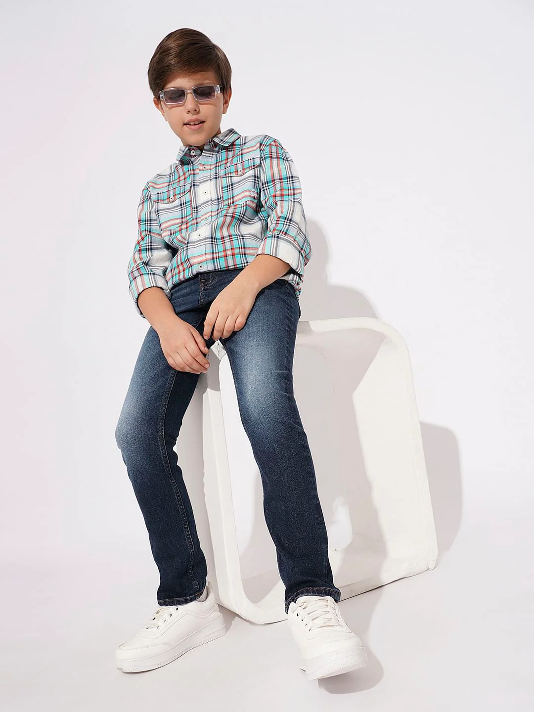 BOYS Dark Blue Washed Regular Fit Jeans