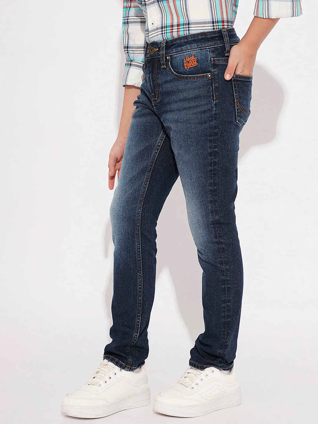 BOYS Dark Blue Washed Regular Fit Jeans - Image 3