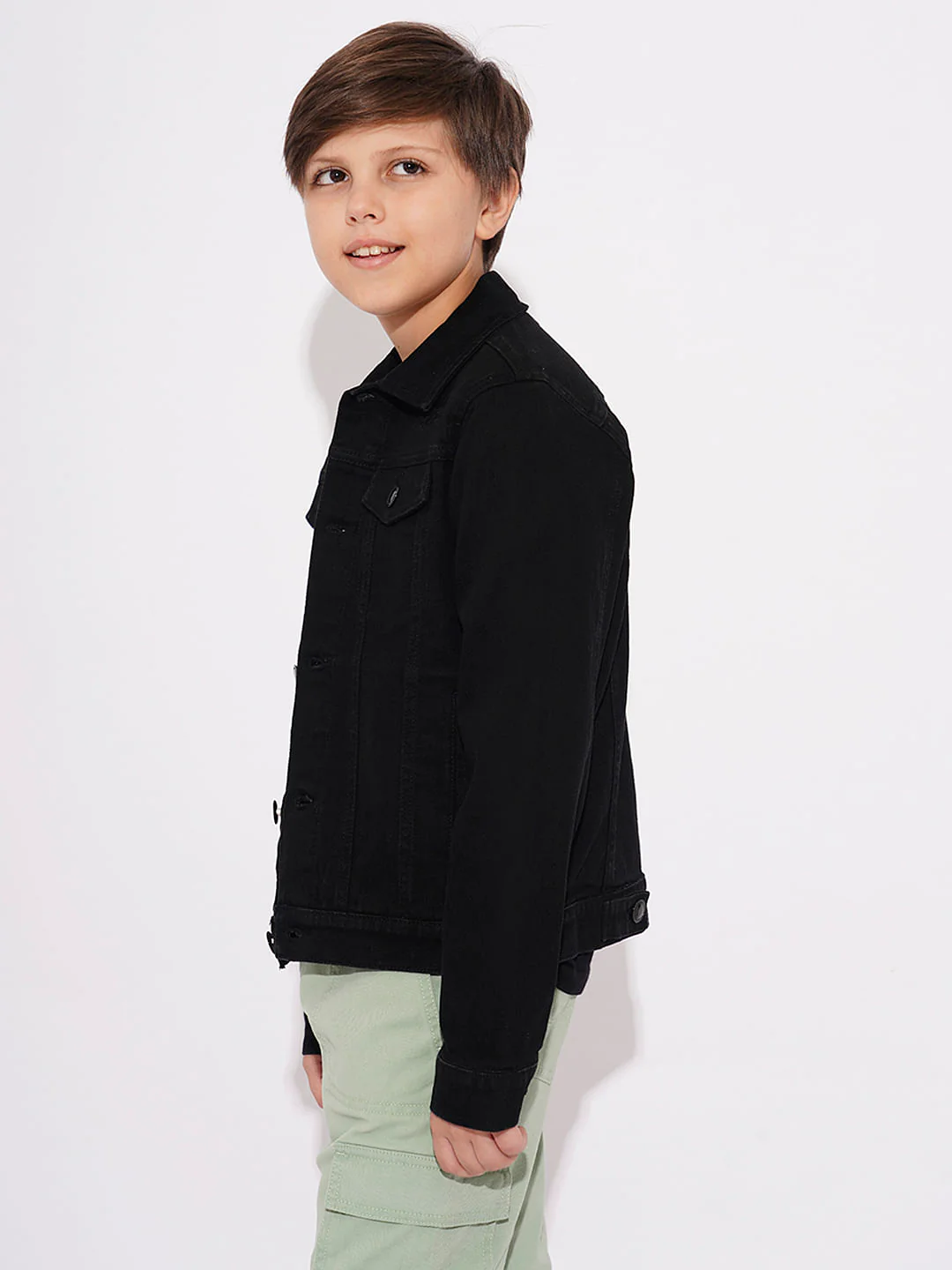 Boys Black Denim Jacket - Image 3