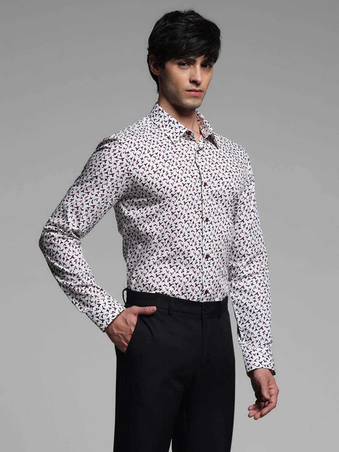 White Cotton Printed Shirt - Image 3