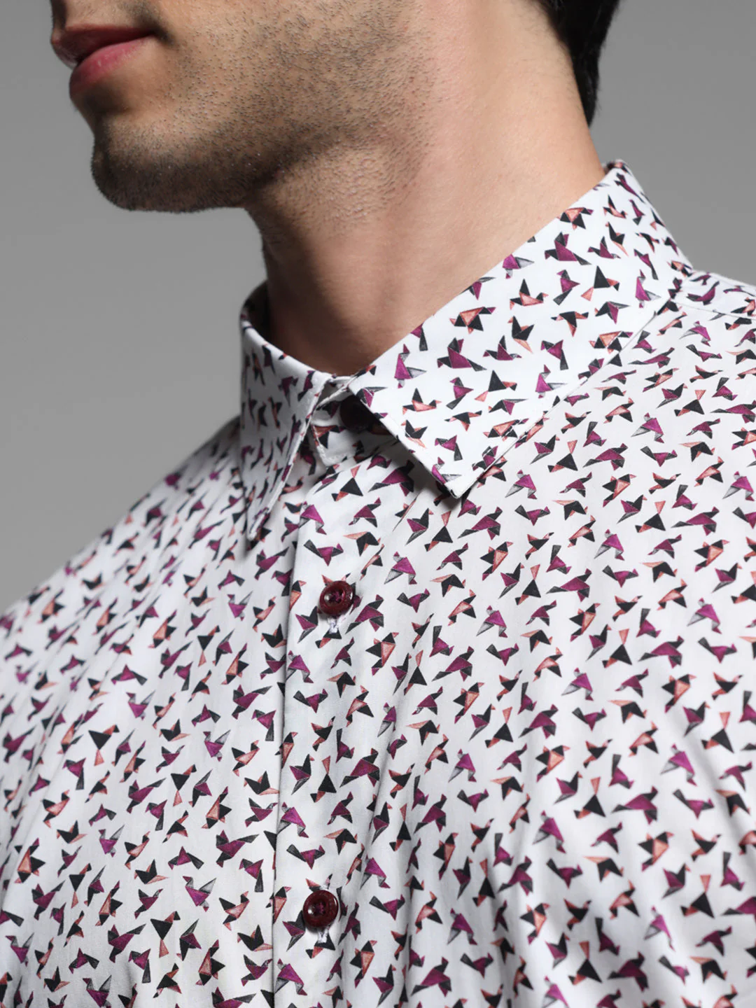 White Cotton Printed Shirt - Image 5