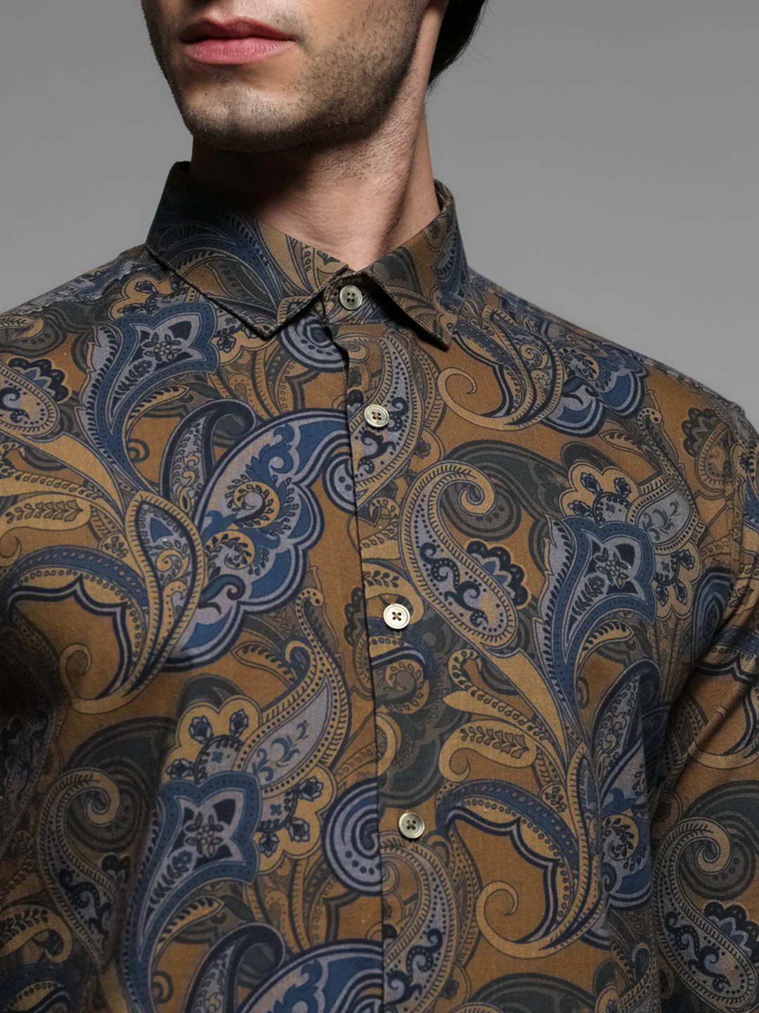 Brown Printed Cotton Shirt - Image 5