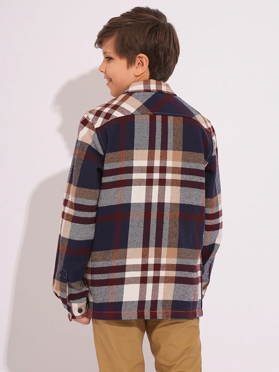 Boys Brown Check Shacket - Image 4